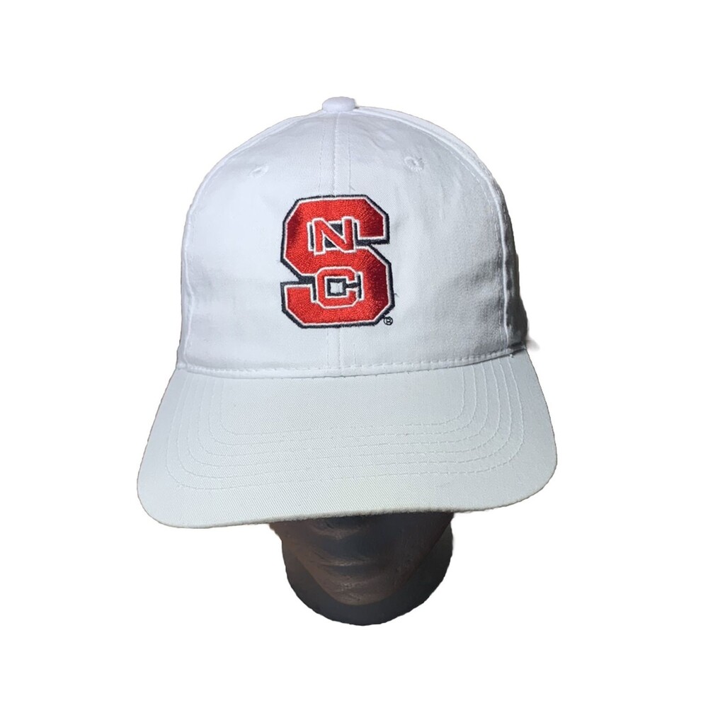 Vintage NC State University Wolfpack HEADMASTER INC Snapback Hat White Red Logo